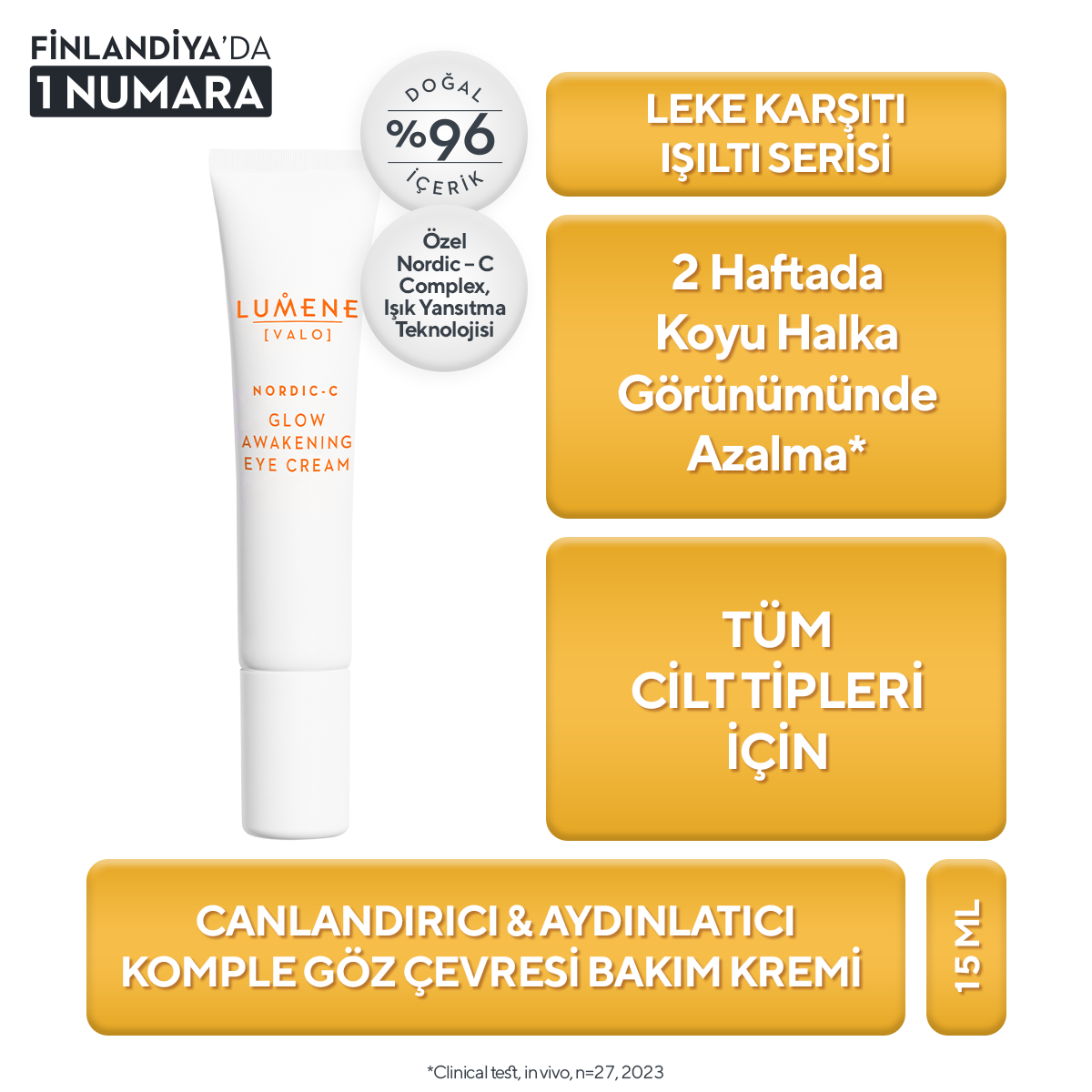 Canlandırıcı & Aydınlatıcı Etkili Göz Çevresi Bakım Kremi 15 ML - Glow Awakening Eye Cream